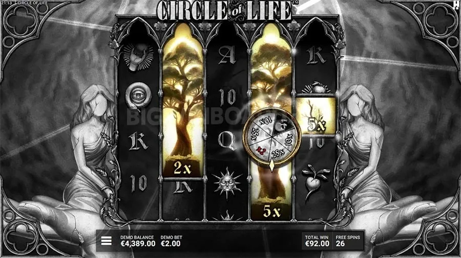 Game screen showing a massive bonus win with golden coins cascading